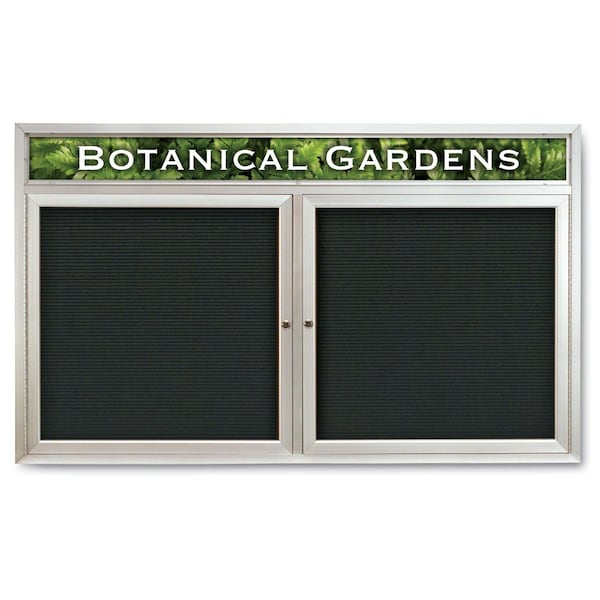 Indoor Enclosed Combo Board, 42"x32", Black Frame/Blue & Cork
